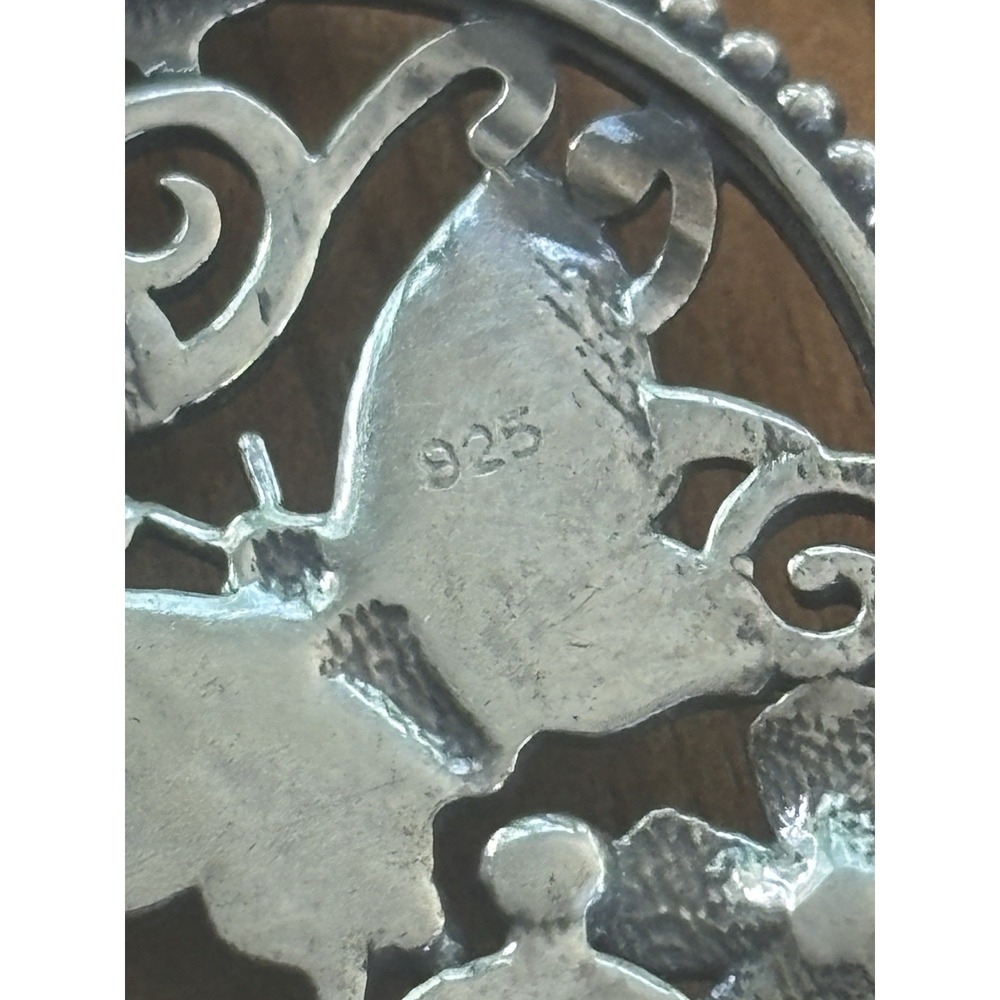 Southwestern Beautiful Sterling Faceted Blue Chalcedony Butterfly Pendant 24" - Picture 3 of 8